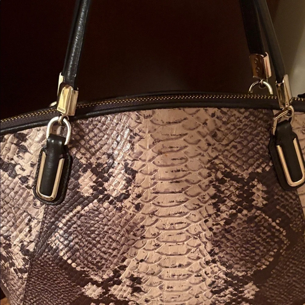 Coach Kelsey Python Pattern Taupe,Brown and Black cross body